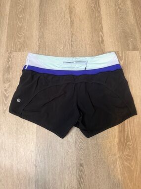 lululemon athletica Black Athletic Shorts with Purple and Light Blue Waistband